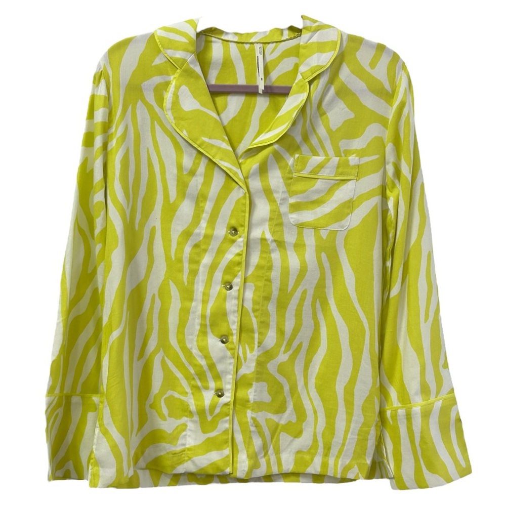 Anthropologie NWOT Women’s Yellow and White‎ Zebra Print Sleep Top  Sz XXS